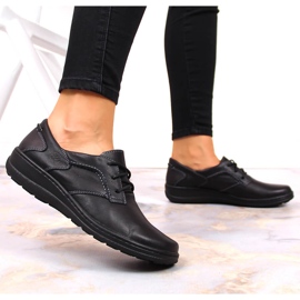 Sapatos femininos confortáveis ​​de couro preto Helios 715 6