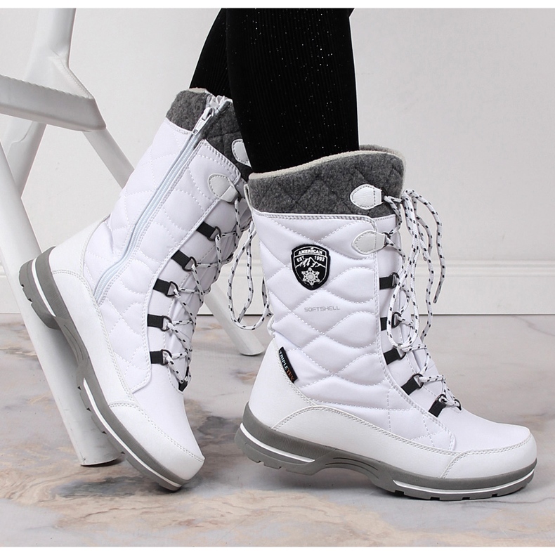 Botas de neve femininas impermeáveis ​​brancas de inverno American Club 22/08 branco 2