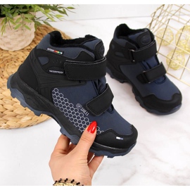 Botas de neve para menino, impermeáveis ​​com velcro, azul marinho American Club 1