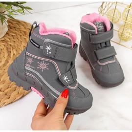 Botas de neve para menina cinzentas com velcro American Club cinza 1