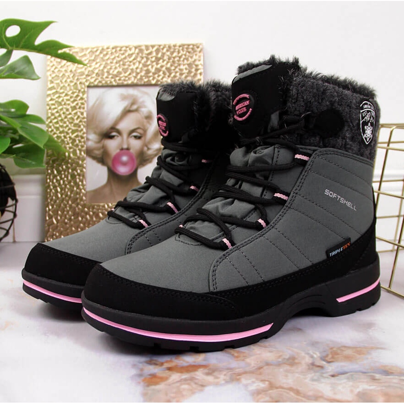 Botas de neve impermeáveis ​​cinzentas para menina do American Club cinza 2