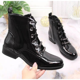 S.Barski Botas de salto plano lacadas e isolantes para mulher por S. Bararski preto 1