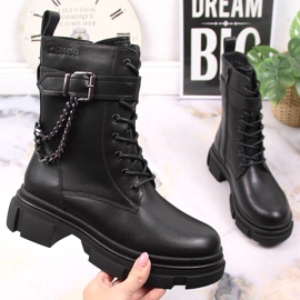 Bolsas de couro pretas para mulheres com corrente, Big Star preta aquecida KK274486 preto 1