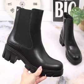 Botas de couro com isolamento preto Jodhpur botas Big Star KK274492 1