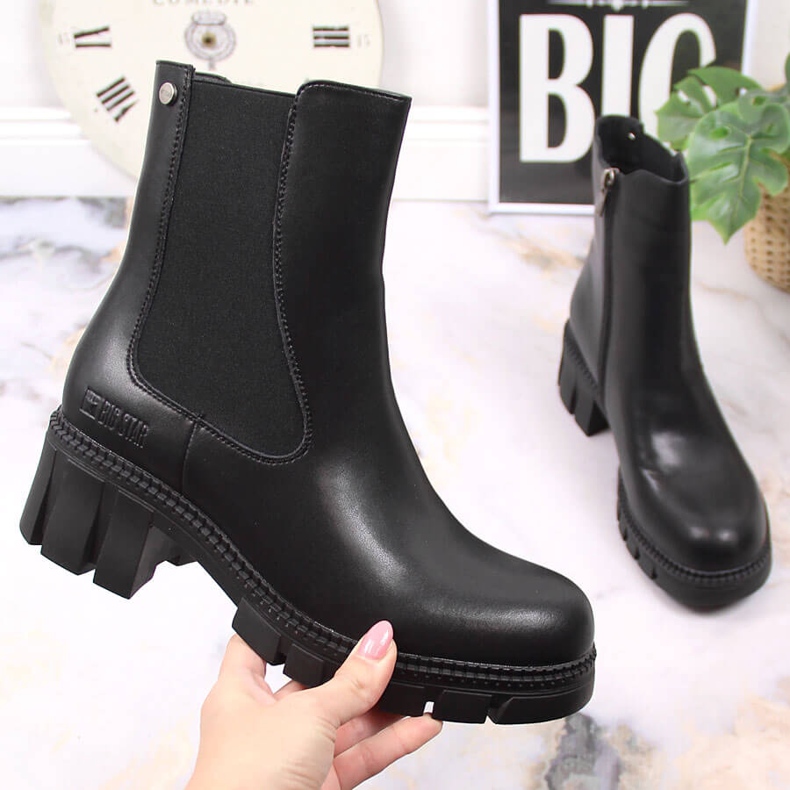 Botas de couro com isolamento preto Jodhpur botas Big Star KK274492 1