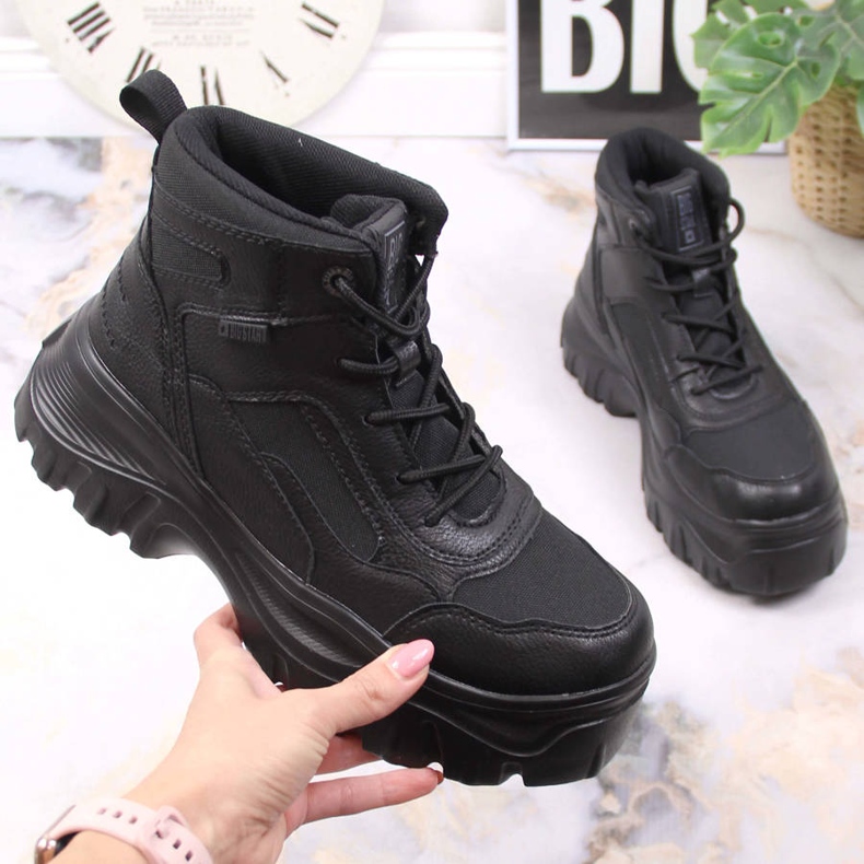 Botas plataforma femininas Big Star KK274371 pretas preto 1
