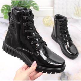 Botas de couro envernizado preto Filippo 1