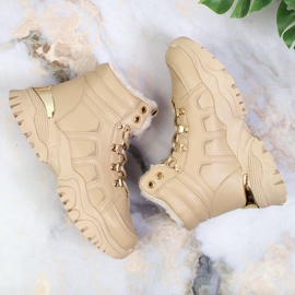 Botas de neve plataforma de mulher com pelo bege NEWS 1