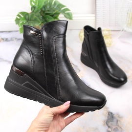Botas de cunha feminina pretas com isolamento Jezzi JEZ372 preto 1 Botas de cunha feminina pretas com isolamento Jezzi JEZ372 preto 1