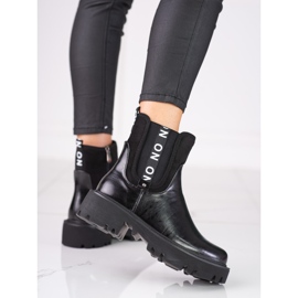 Botas Chelsea pretas de senhora na plataforma Shelovet preto 1