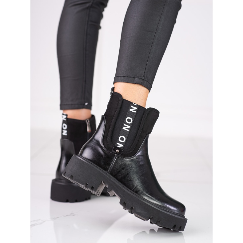 Botas Chelsea pretas de senhora na plataforma Shelovet preto 1