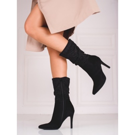 Botas femininas elegantes com salto Shelovet preto 1