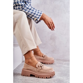 FB2 Brogues femininos com enfeite Bege Leeza H8-257 2