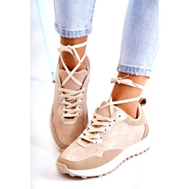 PG1 Tênis esportivo feminino de camurça bege Nayla 1