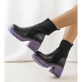 Botas pretas com sola Tomlin roxa preto 1