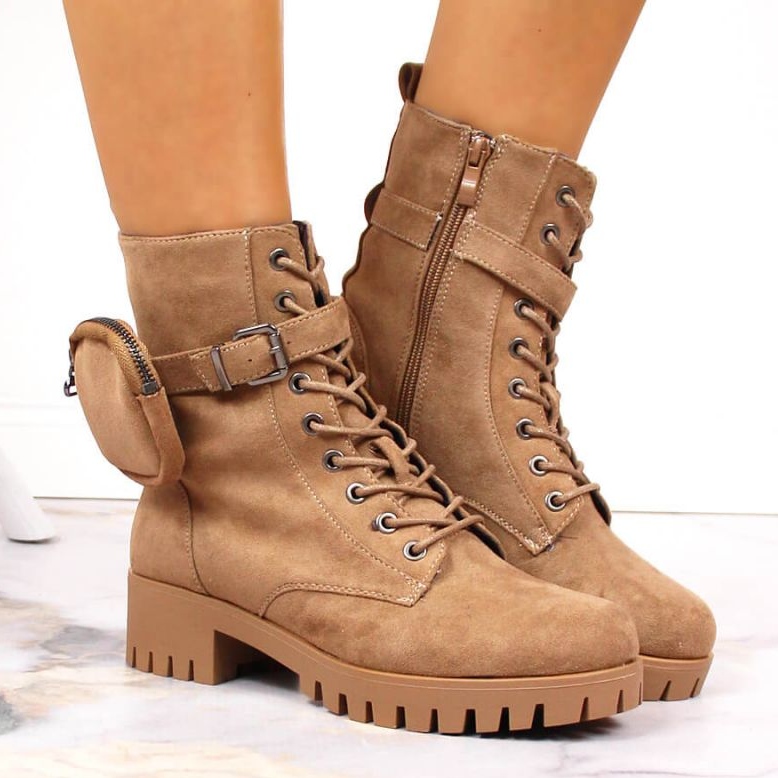 Caçadores com bolso, camurça isolada Jezzi W JEZ370 bege 2