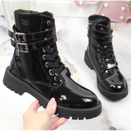 Botas pretas lacadas pretas com isolamento para meninas Big Star KK374131 preto 2