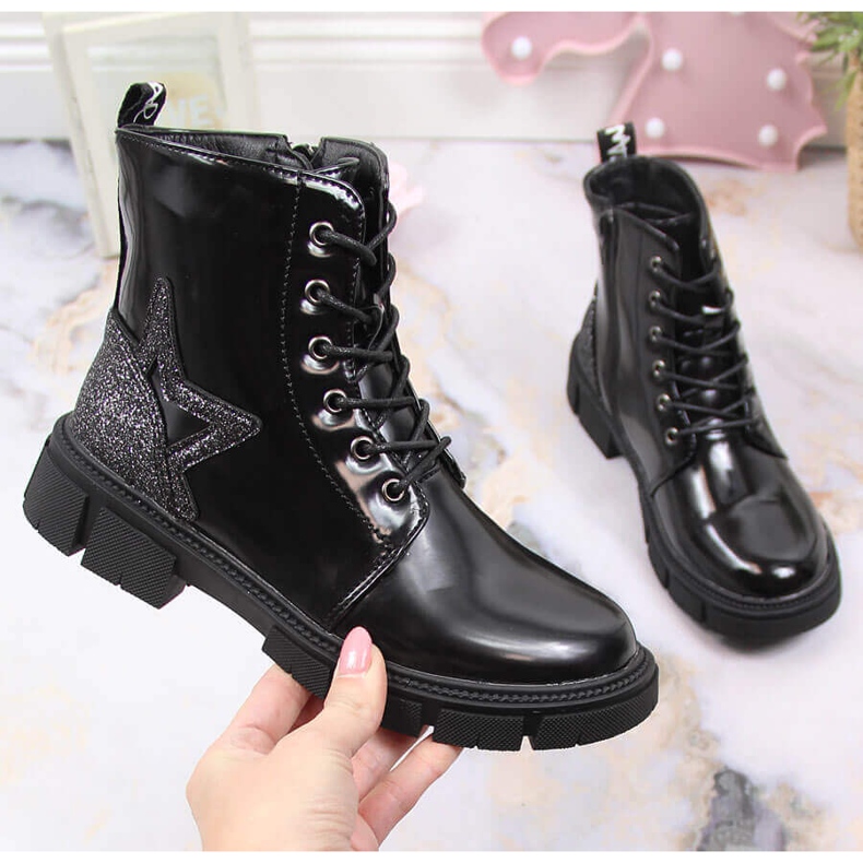 Botas NEWS pretas, lacadas e isolantes pretas para menina preto 1