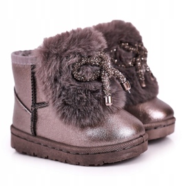 Botas de neve infantil com pele cinza escuro Aurora 20228-1B / 2B 3 Botas de neve infantil com pele cinza escuro Aurora 20228-1B / 2B 3