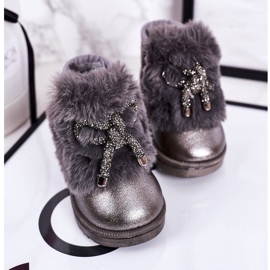 Botas de neve infantil com pele cinza escuro Aurora 20228-1B / 2B 2 Botas de neve infantil com pele cinza escuro Aurora 20228-1B / 2B 2