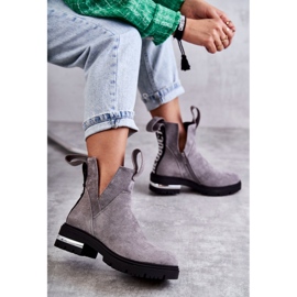 PS1 Botas de camurça com recortes cinza Elvera NC1278 2