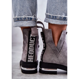 PS1 Botas de camurça com recortes cinza Elvera NC1278 3