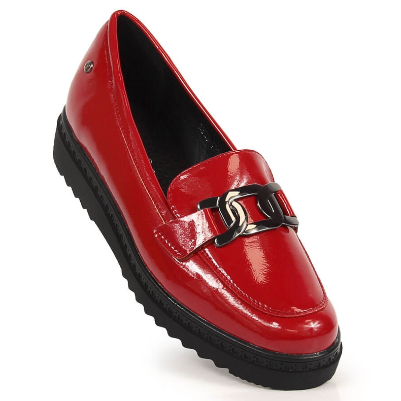 Mocassins femininos lacados na plataforma vermelha Vinceza vermelho 1