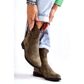 S.Barski Botas femininas de camurça com salto baixo verde Fiorenz HY66-66 3