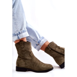 S.Barski Botas femininas de camurça com salto baixo verde Fiorenz HY66-66 2