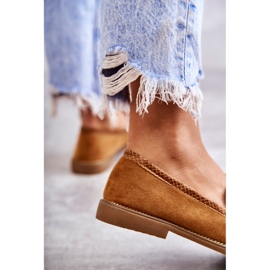 FB2 Mocassins femininos de camurça com corrente Camel Nolie marrom 4