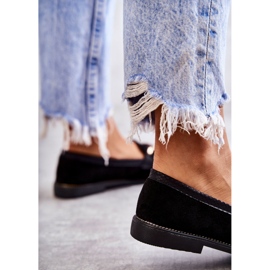 FB2 Mocassins femininos de camurça com uma corrente de unhas pretas preto 2