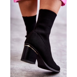 PS1 Botas Femininas com Meia Elástica Preto Carmon 2