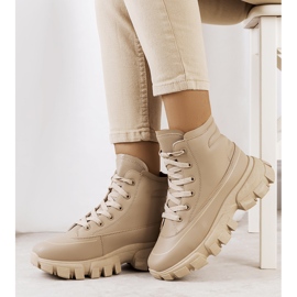 BM Botas de caminhada castanhas de mulher Nurbi bege marrom 1