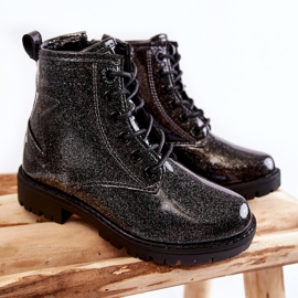 Botas quentes lacadas para crianças Big Star II374047 Preto-Prata 1