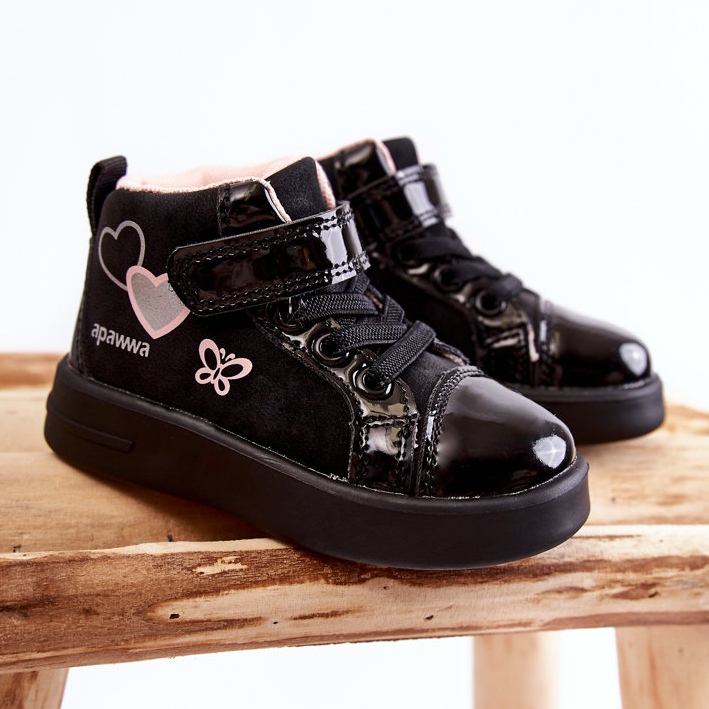 PA1 Sapatilhas de cano alto infantil com Velcro Black Cheezi preto 1