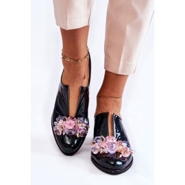 PA2 Sapatos de mosaico envernizado com decoração transparente verde Delaver 1