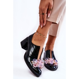 PA2 Sapatos de mosaico envernizado com decoração transparente verde Delaver 2