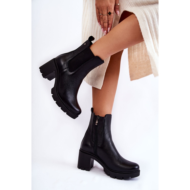 PL5 Botas femininas de couro na plataforma Black Martine preto 2