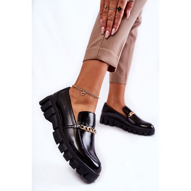 Sergio Leone Sapatos Lacados com Corrente Black Anne preto 2