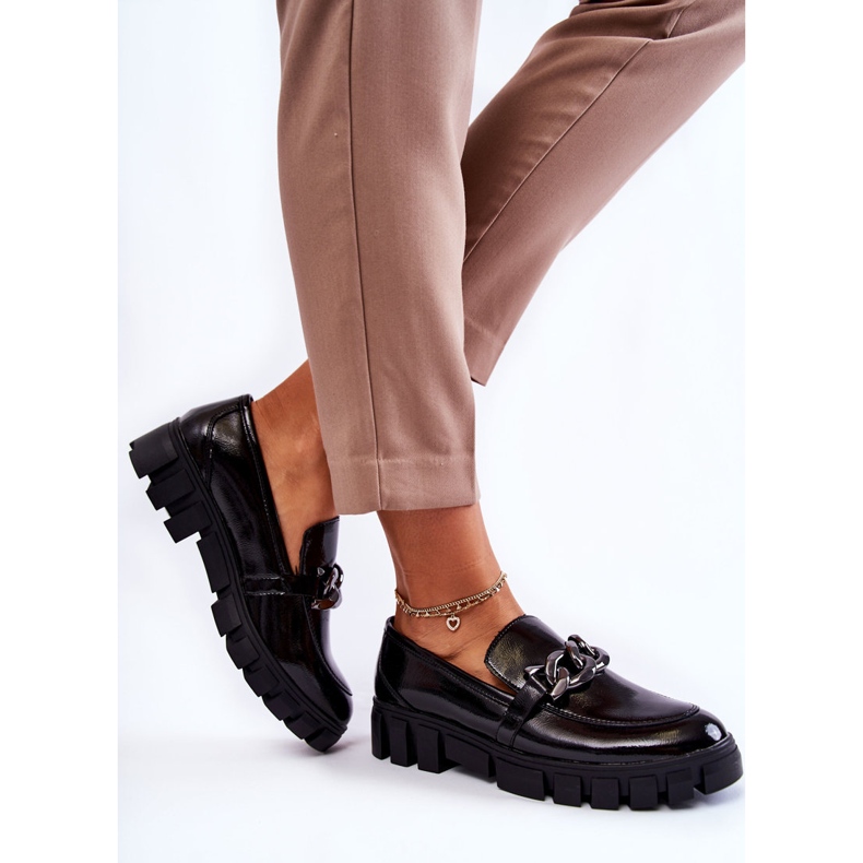 Sergio Leone Mocassins lacados na plataforma Black Inger preto 2