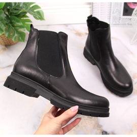 Botas de cano curto de pele Dolce Pietro pretas preto 1