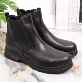 Botas de cano curto de pele Dolce Pietro pretas preto 2