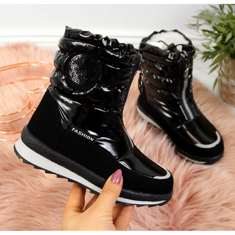 Botas de neve pretas impermeáveis ​​de menina Miss preto 1