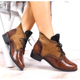 Botas Jezzi de mulher com atacadores e castanhos quentes marrom 1