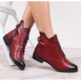 Botas femininas com cadarço com zíper, Jezzi vermelho isolado 1