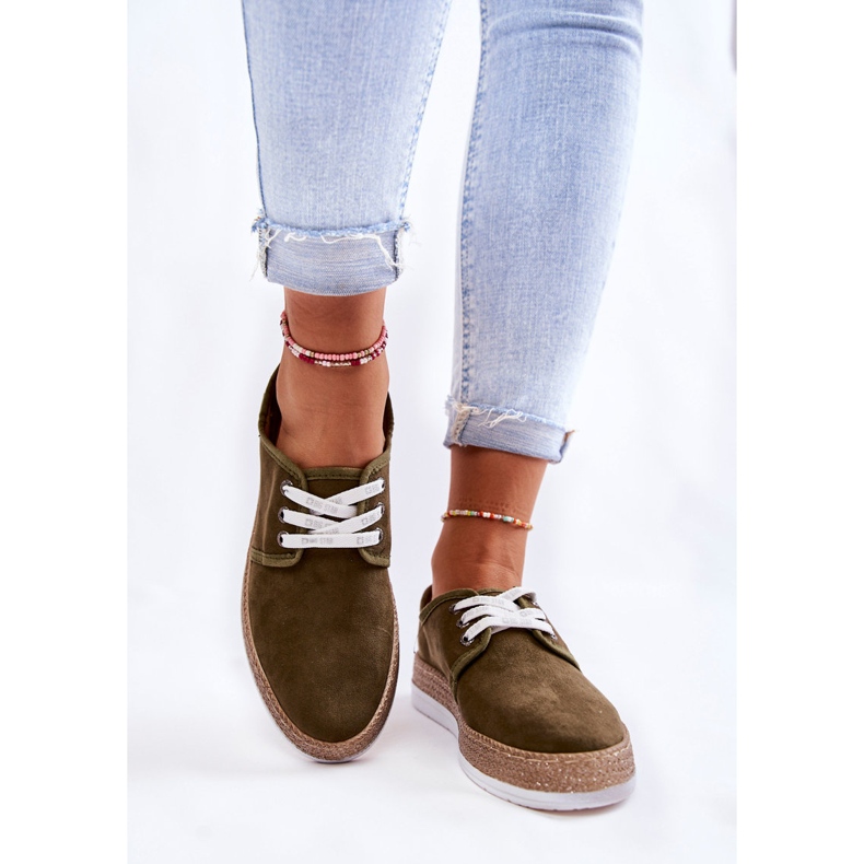 Tênis feminino baixo Memory Foam System Big Star KK276007 Cáqui verde 2