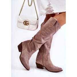 Lewski Shoes Botas femininas de salto alto Lewski 3235 Cappucino bege 2