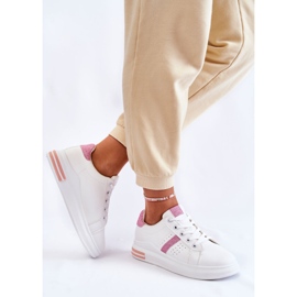 FK2 Tênis esportivo feminino amarrado branco e rosa Otylia 2