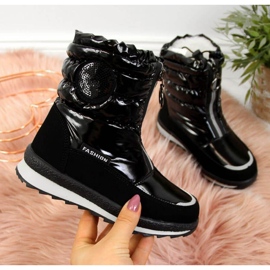 Botas de neve impermeáveis ​​Jr EVE323A pretas branco preto 1