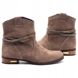 Olivier Botas femininas com isolamento térmico e corrente bege Luna castanho 2